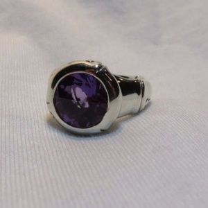 John Hardy Sterling Silver Amethyst Bamboo Ring
